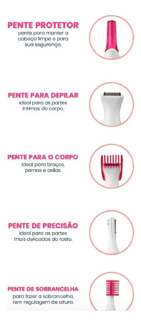 Depila Clean Original Rios Care Depilador Elétrico Indolor 5 em 1 + Brindes Exclusivos